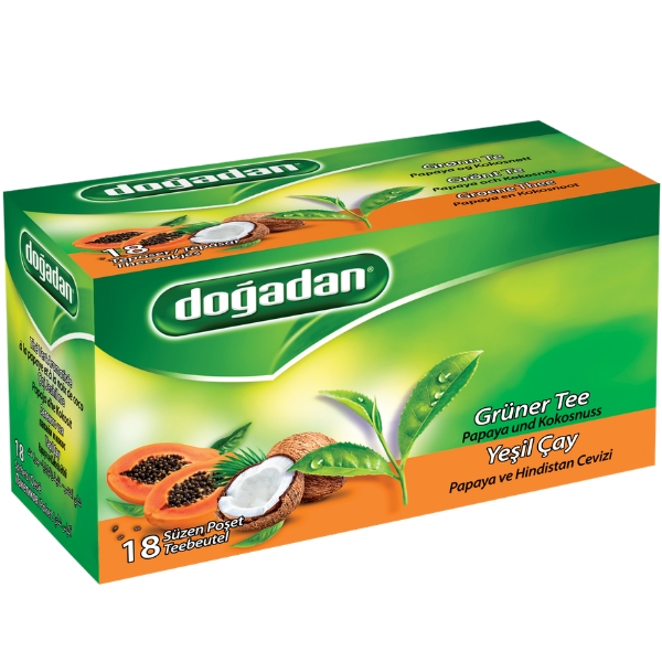 Dogadan Green Tea with Papaya and Coconut 12X20 Dogadan Green Tea with Papaya and Coconut 12X20