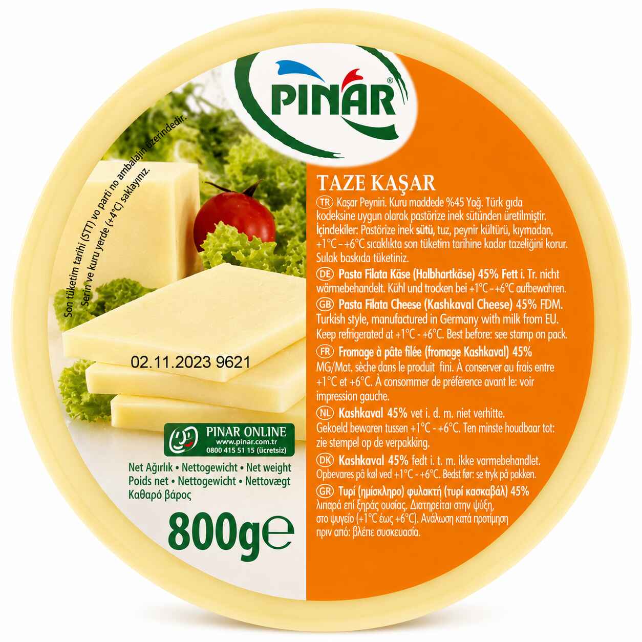 Pinar Cheese Kasar 10x800Gr wholesale product