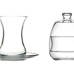 LAV TEA SET GIFT BASAK S1 TEA GLASS&PLATE 6X12'S