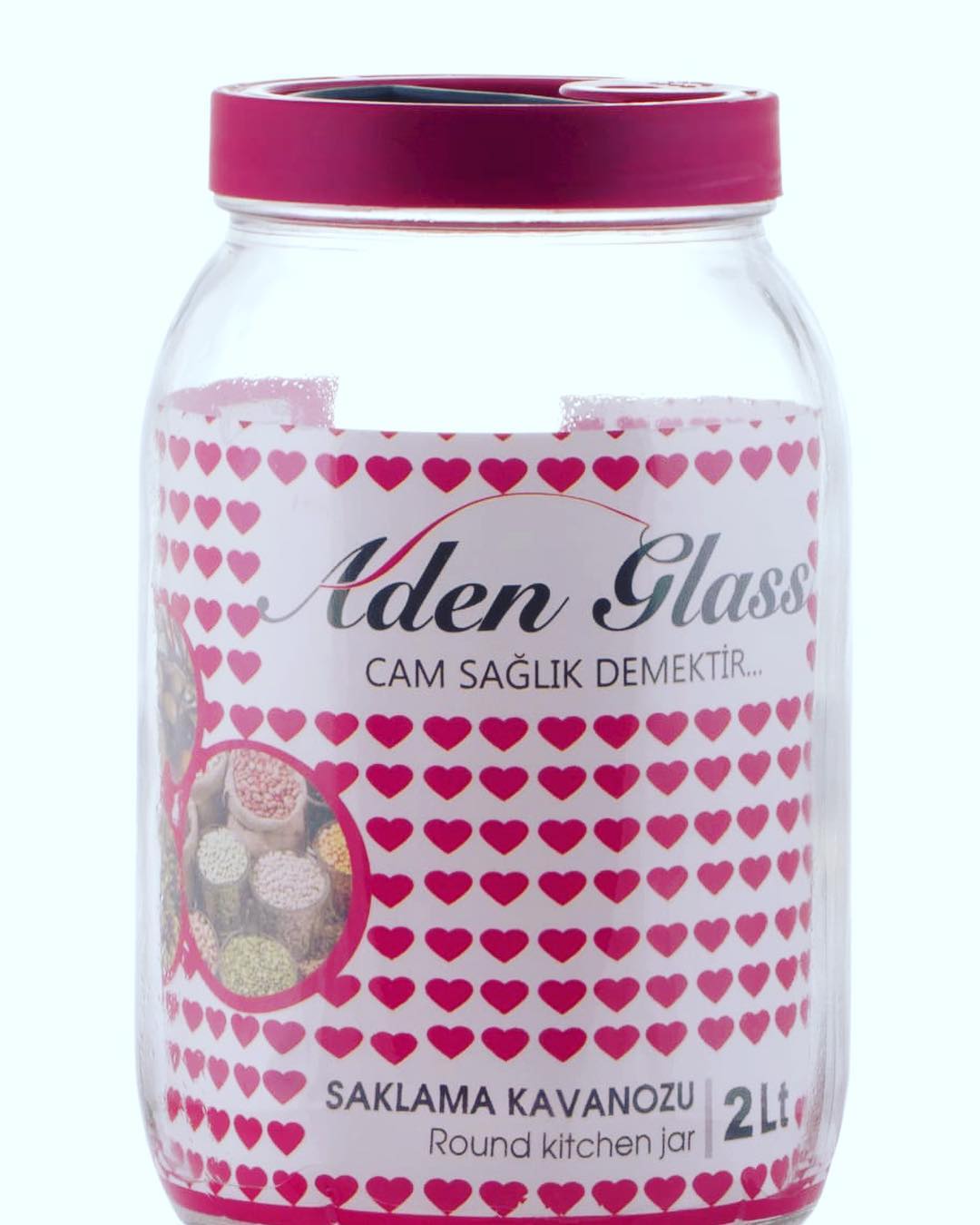 ADEN GLASS ROUND KITCHEN JAR 6X1'S 2 L
