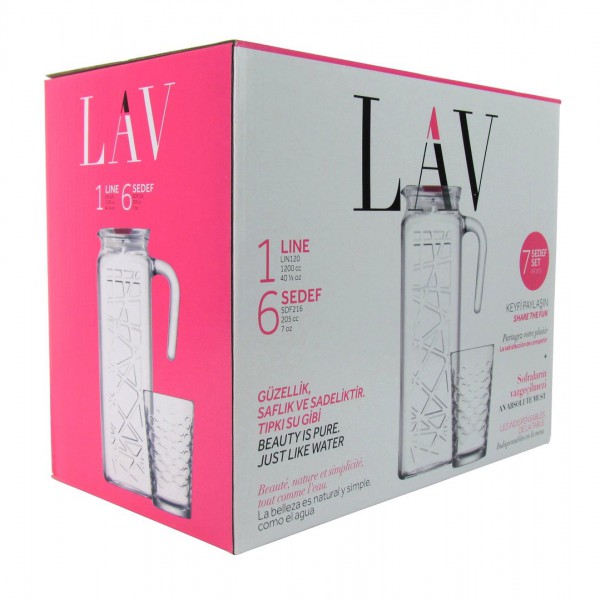 LAV WATER SET SEDEF S3 CARAFE1200CC+6 GLASS 205 CC