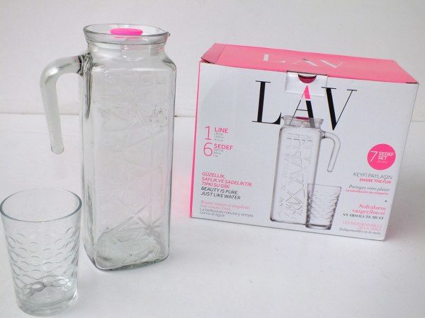 LAV WATER SET SEDEF S2 CARAFE1200CC+6 GLASS 205 CC