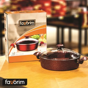 FAVORIM COOKER GRANIT BORDO FLATTENED EZME 28CM