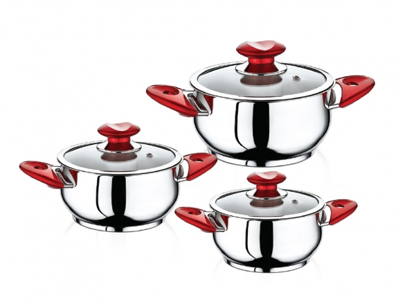 SAFINOX EVA COOKER RED KULP 1'S 14-16-18CM 6PCS