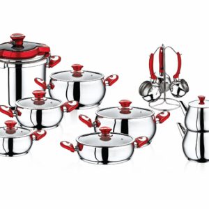 SAFINOX BELLA COOKER RED KULP CEYIZ SET 1'S 20PCS