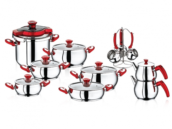 SAFINOX BELLA COOKER RED KULP CEYIZ SET 1'S 20PCS