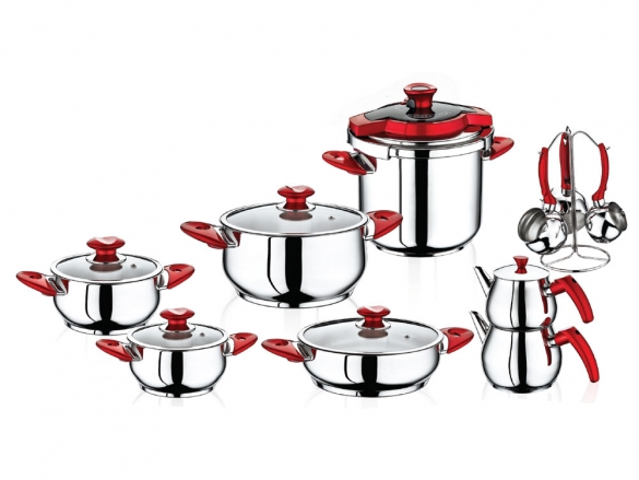 SAFINOX EVA COOKER CLIPSO RED CEYIZ SET 1'S 18PCS