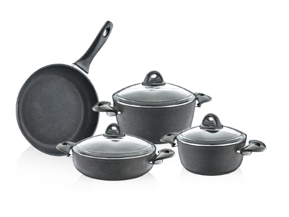 SAFLON GRANIT GREY COOKER SET 1'S 7PCS
