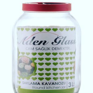 ADEN GLASS ROUND KITCHEN JAR 6X1'S 3 L