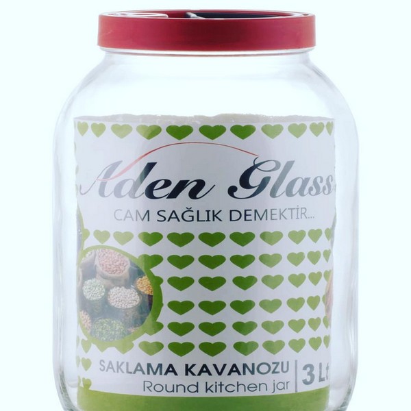ADEN GLASS ROUND KITCHEN JAR 6X1'S 3 L