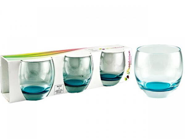 PASABAHCE41010 BLUE WHISKEY BARREL 1SET3PCS 340CC