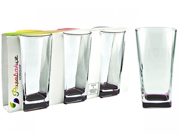 PASABAHCE41300 WATER LILA CARRE 1SET3PCS 305CC