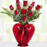GLASSCOM HEART KALP VAZO VASE 22CM 1