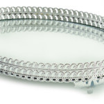 NJOY TK0160S PATTERN OVAL HANDLETRAY SILVER28X20CM