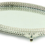 NJOY TK0162S PATTERN OVAL HANDLETRAY SILVER35X28CM
