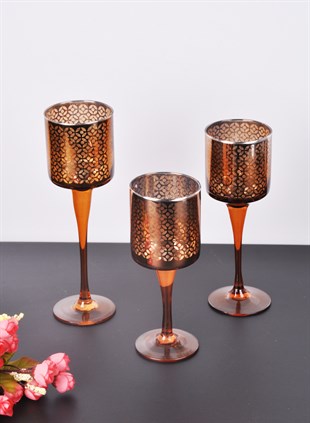 PACI300638 DECORATIVE GLASS FUME-ROSE-GOLD 1SET3PC
