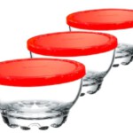 PASABAHCE53523 BOWL RED LID KARAMAN 1SET3PCS