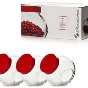 PASABAHCE80386 COVERED JAR BELLA 1SET3PCS 200CC