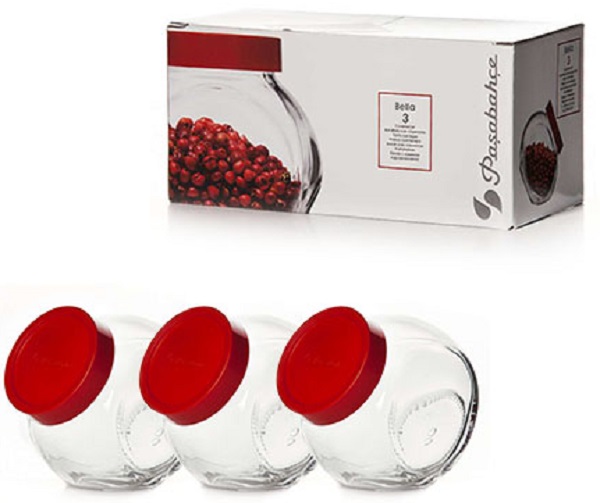 PASABAHCE80386 COVERED JAR BELLA 1SET3PCS 200CC