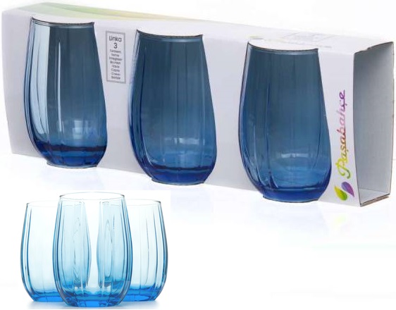 PASABAHCE420405 WATER BLUE LINKA 1SET3PCS 380CC