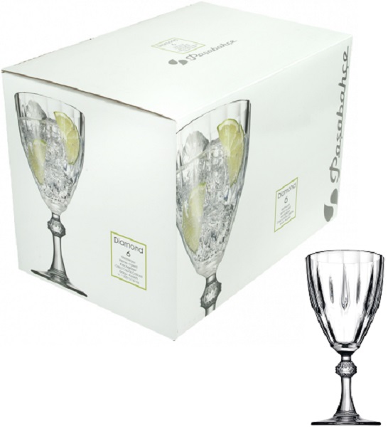 PASABAHCE44777 FOOTED GLASS DIAMOND 1SET6PCS 300CC