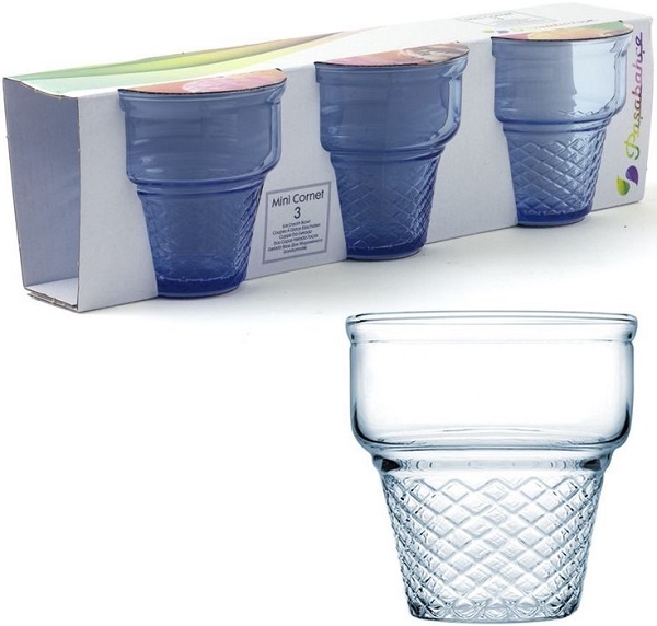 PASABAHCE410006 ICECREAM MINICORNET 1SET3PCS 245ML