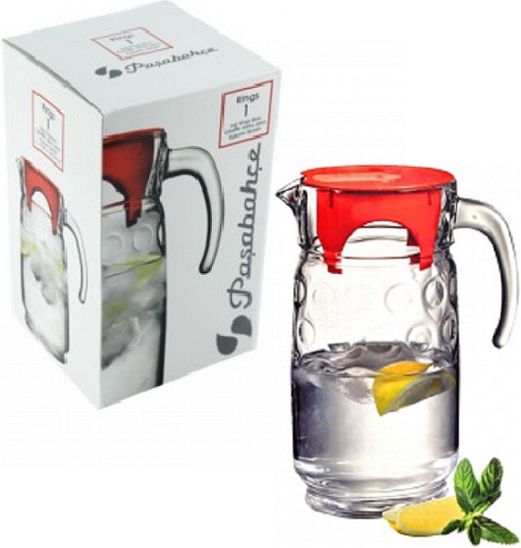 PASABAHCE43794 JUG RED COVER RINGS 1700CC