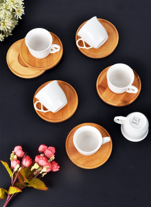 PACI101092 BAMBOO PORCELAIN COFFE SET 1SET12PCS