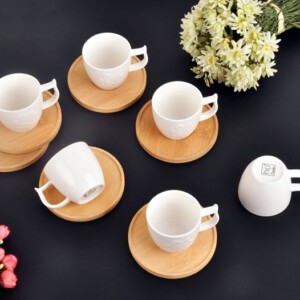 PACI101137 BAMBOO PORCELAIN COFFE SET 1SET12PCS