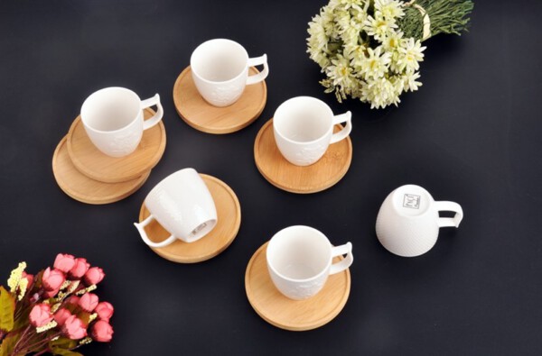 PACI101137 BAMBOO PORCELAIN COFFE SET 1SET12PCS