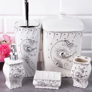 PACI500310 BATH SET STONY PORCELAIN 1SET5PCS