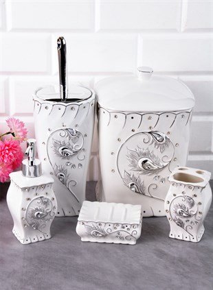 PACI500310 BATH SET STONY PORCELAIN 1SET5PCS