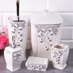 PACI500312 BATH SET SQUARE STONE PORCELAIN1SET5PCS