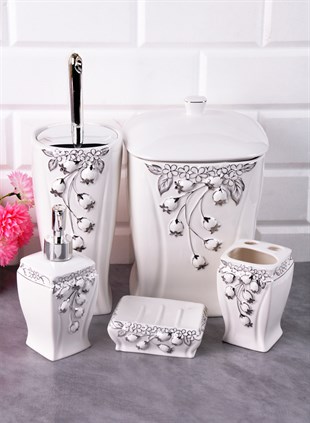 PACI500312 BATH SET SQUARE STONE PORCELAIN1SET5PCS