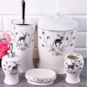 PACI500315 BATH SET ROUND STONE PORCELAIN 1SET5PCS