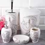 PACI500307 BATH SET OVAL STONE PORCELAIN 1SET5PCS