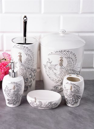 PACI500307 BATH SET OVAL STONE PORCELAIN 1SET5PCS