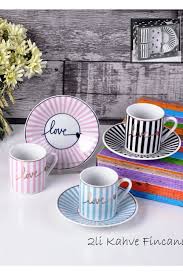 PACI101154 COFFEE CUP PINK&BLACK&BLUE2'LI 1SET4PCS