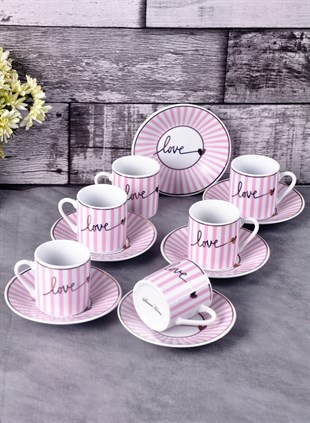 PACI101155 COFFEE SET PLAIN PINK 1SET12PCS