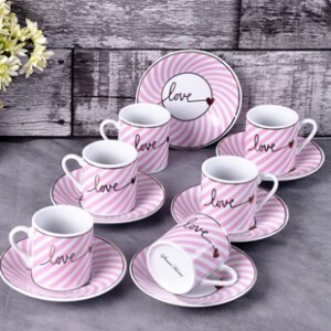 PACI101157 COFFEE SET WAVY PINK 1SET12PCS
