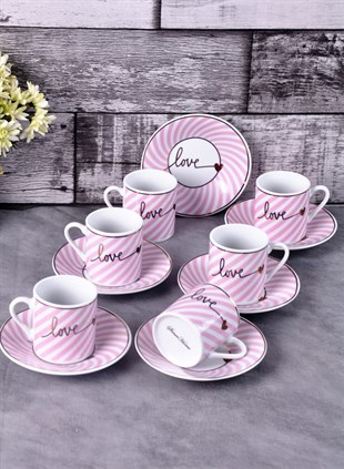 PACI101157 COFFEE SET WAVY PINK 1SET12PCS