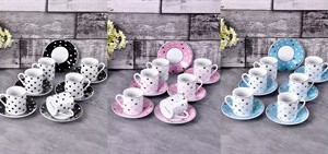 PACI101159 COFFEESET HEARTPINK&BLACK&BLUE1SET12PCS