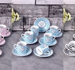 PACI101163 COFFEESET WAVYPINK&BLACK&BLUE 1SET12PCS