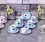 PACI101167 COFFEESET RECTIPINK&BLACK&BLUE1SET12PCS