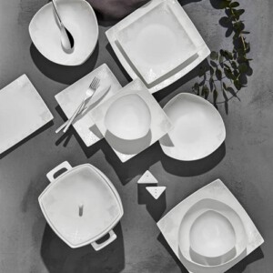 KARACA FINE BONE NEW DAMLA SQUARE DINNERWARE 60PCS