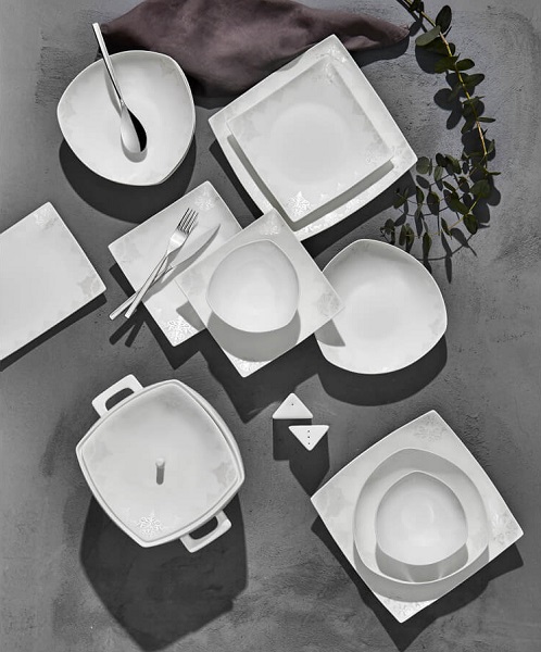 KARACA FINE BONE NEW DAMLA SQUARE DINNERWARE 60PCS