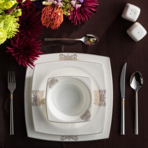 KARACA FINE BONE NEW LOTUS SQUARE DINNERWARE 60PCS